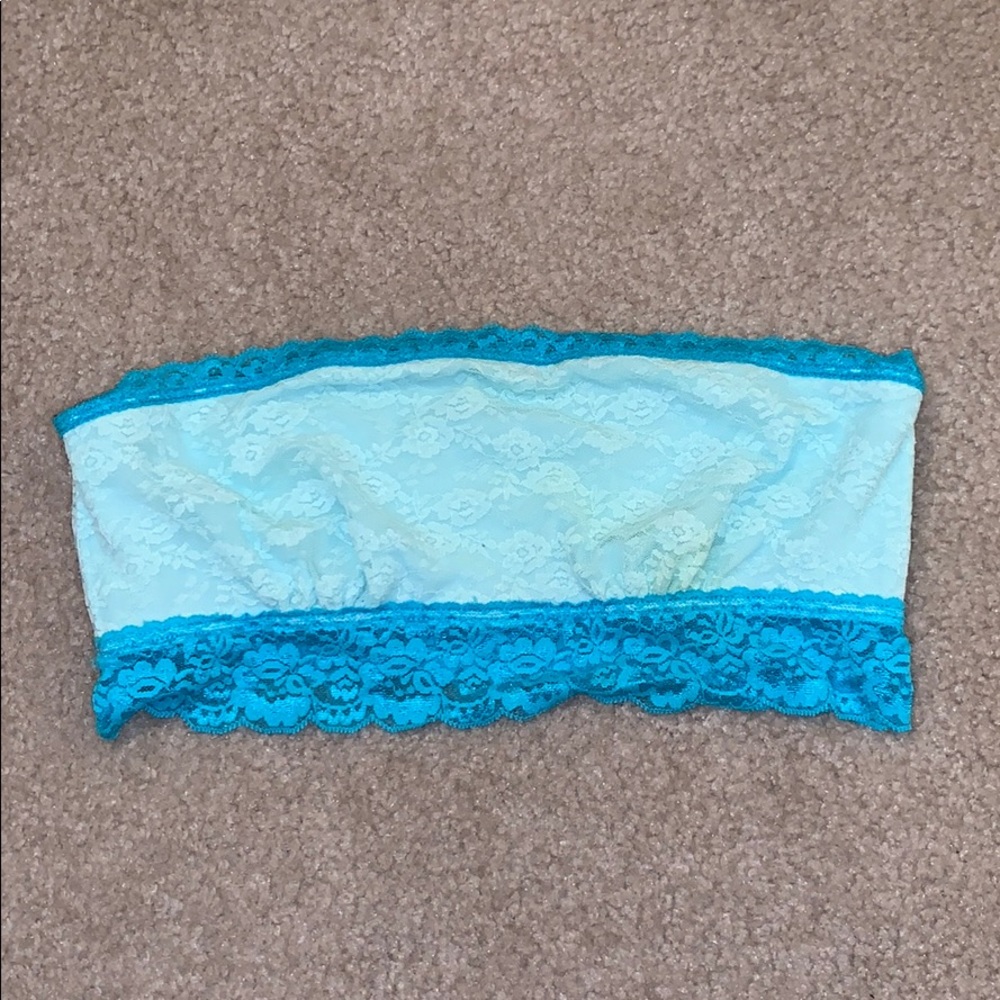 Pink Victorias Secret Blue Lace Bandeau Bralette